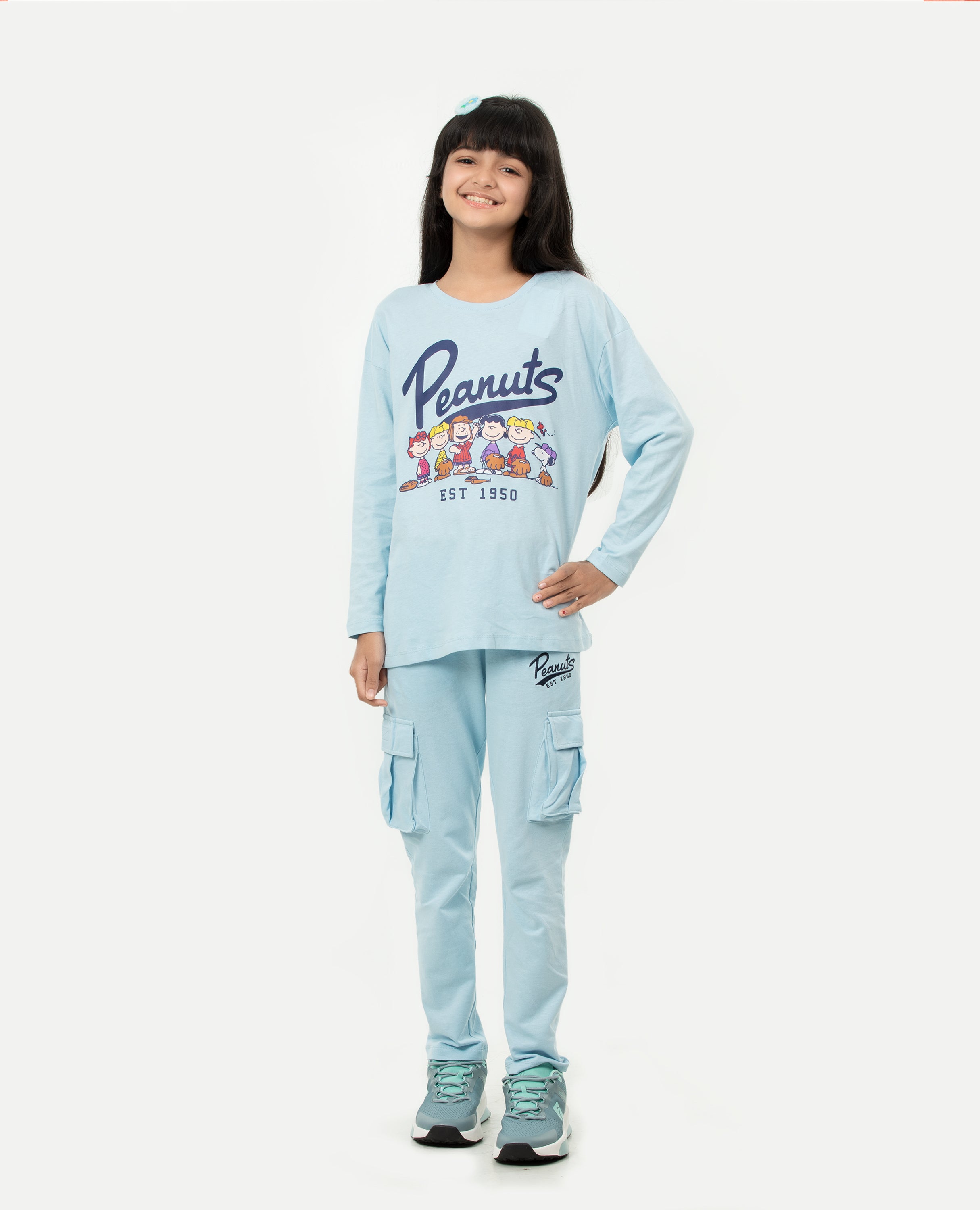 Girls Drop Shoulder T-shirt & Bottoms Set